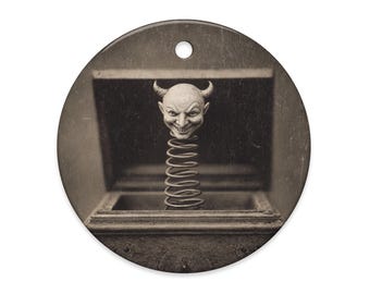 Vintage Devil Jack in the Box Ornament Gothic Halloween Holiday Decor