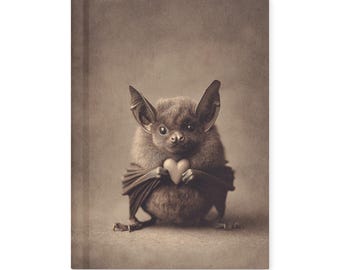 Victorian Baby Bat Holding Heart Journal Gothic Cute Bat Notebook