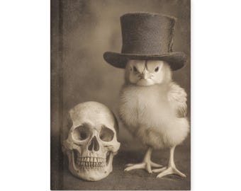 Chick Skull Notebook Top Hat Baby Chicken Gothic Antique Journal