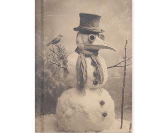 Vintage Plague Doctor Snowman Gothic Journal Creepy Winter Christmas Notebook