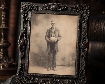 Vintage Zombie Portrait Print Creepy Gothic Halloween Wall Art Antique Undead Gentleman Photo