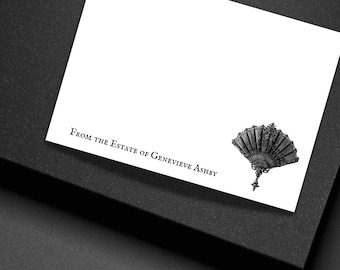 Personalized Victorian Fan Note Cards Gothic Stationery Set Custom Flat Cards with Envelopes