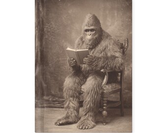 Vintage Gothic Bigfoot Reading a Book Journal Cryptid Notebook
