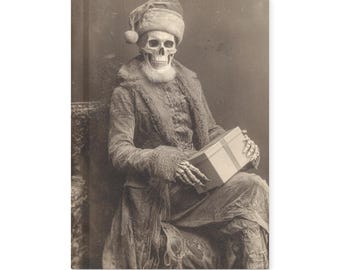 Vintage Victorian Skeleton Santa Gothic Journal Creepy Christmas Notebook