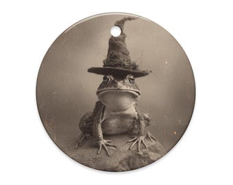 Vintage Victorian Witch Frog Halloween Ornament