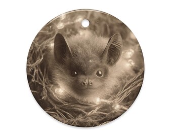 Gothic Bat Christmas Ornament Holiday Lights Winter Animal Decor