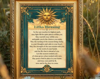 Litha Blessing Pagan Summer Solstice Poem Print Sun Prayer Gothic Seasonal Wall Art 8x10 4x5