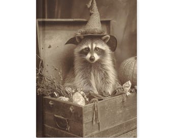 Vintage Raccoon Witch Hardcover Notebook Halloween Animal Gothic Journal