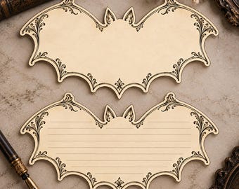 Victorian Bat Shaped Stationery Gothic Vintage Letter Writing Paper Lined or Unlined