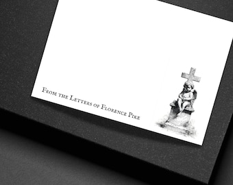 Personalized Cemetery Angel Note Cards Gothic Victorian Stationery Set Custom Flat Cards with Envelopes