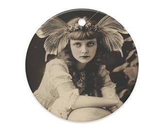 Victorian Fairy Ornament Gothic Butterfly Girl Antique Style Ornament