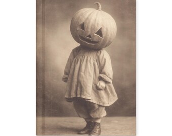 Vintage Victorian Gothic Creepy Pumpkin Head Child Halloween Notebook