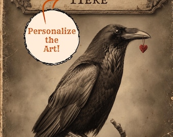 Personalized Vintage Victorian Gothic Raven Print Custom Message Romantic Valentine Wall Art