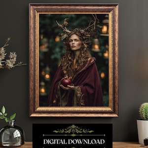 September Goddess Digital Art Pagan Mabon Printable Wiccan Autumn Equinox Decor Digital Download