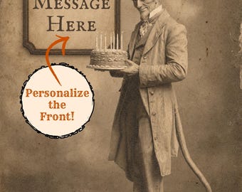 Personalized Devil Birthday Card Vintage Victorian Gothic Custom Message Demon Funny Creepy Unique Gift