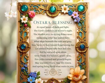 Ostara Blessing Pagan Poem Print Spring Equinox Wiccan Prayer Maiden Renewal Wall Art 8x10 4x5