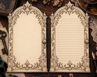 Victorian Door Shaped Stationery Vintage Gothic Letter Writing Paper Lined or Unlined