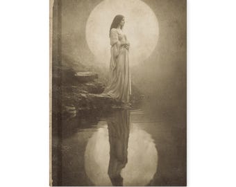 Vintage Pagan Moon Goddess by Water Journal Celestial Notebook