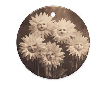 Victorian Flower Faces Ornament Surreal Botanical Vintage Decor