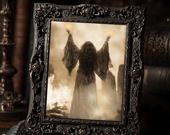 Vintage Witch Ritual Gothic Fantasy Art Print Pagan Wall Art Witchcraft Magic Decor
