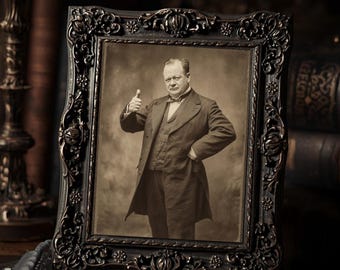 Victorian Man Giving Thumbs Up Gothic Humor  Art Print Antique Style Strange Portrait Wall Decor