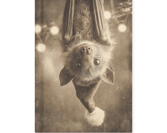 Vintage Gothic Bat with Christmas Lights Journal Winter Holiday Animal Notebookv