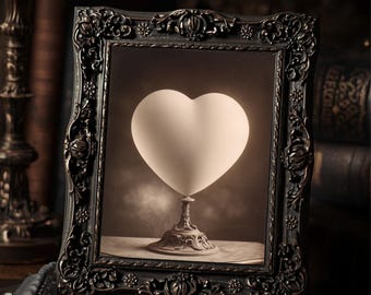 Vintage Gothic Heart Valentine Print Victorian Style Romantic Minimal Love  Wall Art