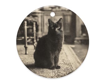 Black Cat Ornament Gothic Victorian Cat Decor Vintage