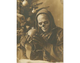 Vintage Victorian Skull Mask Ornament Gothic Notebook Dark Christmas Occult Journal