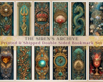 The Siren's Archive Bookmark Set Illuminated Oceanic Design Art Nouveau Nautical Gothic Filigree Choose 4, 8, or 12 Printed