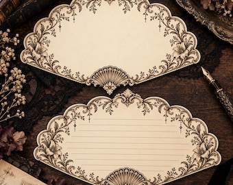 Victorian Fan Shaped Stationery Vintage Floral Letter Writing Paper Lined or Unlined
