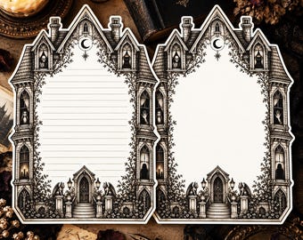 Haunted House Shaped Stationery Set Gothic Victorian Writing Paper Lined or Unlined