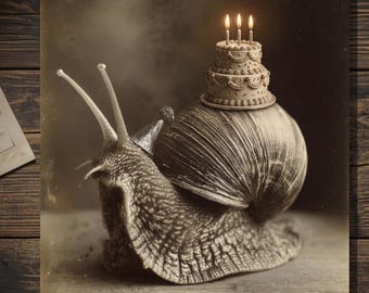 Vintage Snail Birthday Card Gothic Funny Dark Humor Blank Greeting