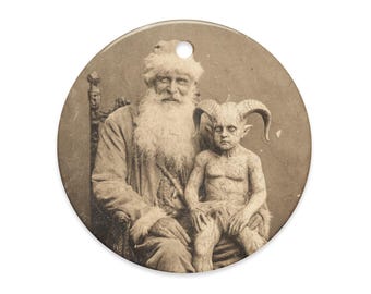 Vintage Victorian Gothic Santa Demon Child Christmas Ornament