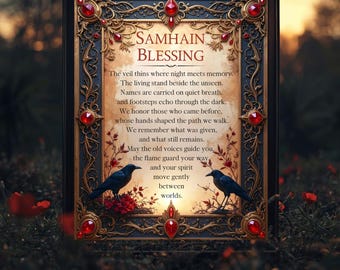 Samhain Blessing Pagan Ancestor Poem Print Gothic Wall Art Wiccan Decor 8x10 4x5