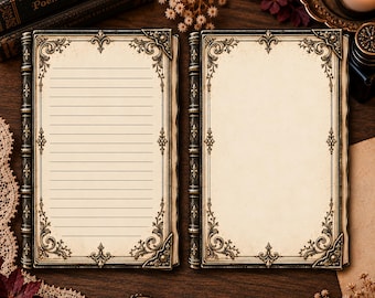 Book Shaped Stationery Victorian Gothic Antique Writing Paper Lined or Unlined Dark Academia Literary Letter Set