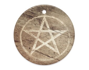 Pentacle Ornament Rustic Wood Wiccan Pagan Symbol Occult Decor