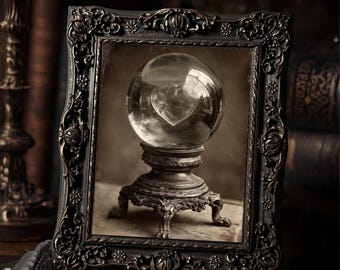 Gothic Valentine Crystal Ball With Heart Victorian Fortune Teller Love Art Print