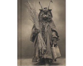 Vintage Victorian Krampus Cat Notebook Gothic Christmas Yule Journal