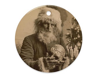 Victorian Santa Skull Gothic Christmas Ornament Creepy Holiday Antique Decor