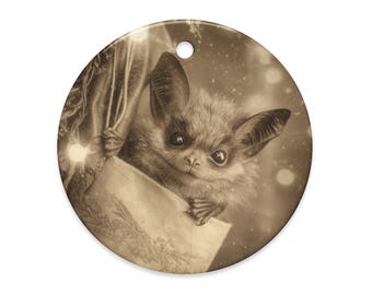 Gothic Christmas Bat in Stocking Ornament Winter Holiday Decor