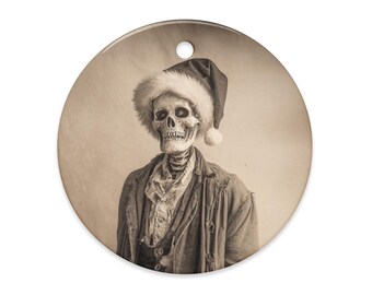 Victorian Skeleton Santa Ornament Gothic Christmas Decor Vintage Creepy Holiday Hanging