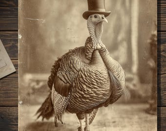 Vintage Gothic Thanksgiving Turkey Card Victorian Style Photo Blank Inside