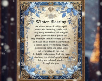 Winter Blessing Pagan Yule Print Gothic Solstice Art Witchcraft Poetry Wall Decor Winter Magic Seasonal Home 8x10 4x5