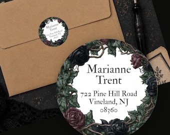 Personalized Gothic Victorian Rose Return Address Labels Custom Stickers