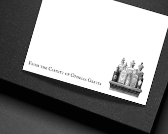 Personalized Apothecary Note Cards Gothic Victorian Stationery Set Custom Flat Cards with Envelopes