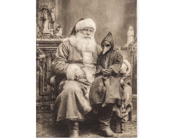 Vintage Victorian Gothic Santa Plague Doctor Child Christmas Notebook