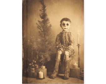 Vintage Victorian Creepy Puppet Christmas Tree Gothic Notebook Dark Holiday Journal