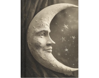 Vintage Victorian Gothic Moon Face Celestial Notebook