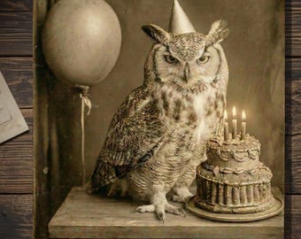 Victorian Owl Birthday Card Gothic Vintage Dark Humor Birthday Card